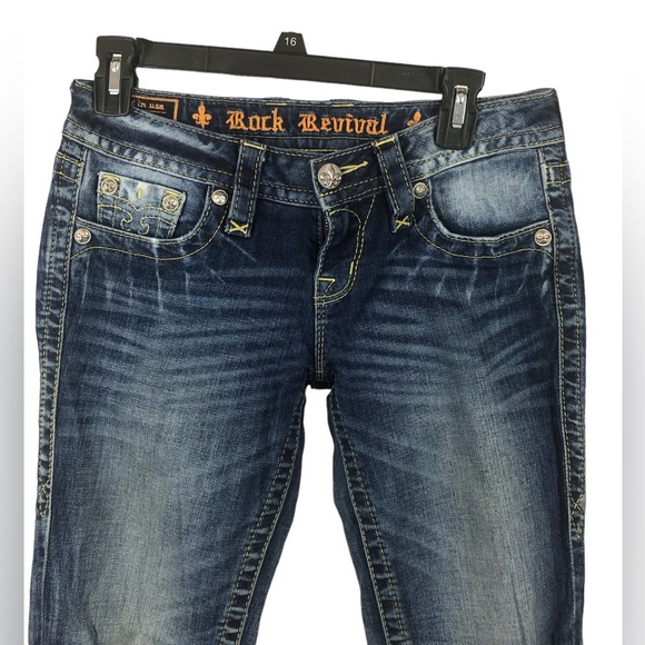 JEANS - Women's Rock Revival "Jessica" Skinny Embroidered Pocket Jeans. Size 26 - Picture 3 of 15